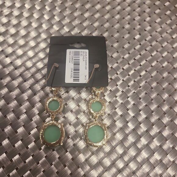 Forever 21 earrings, green & gold - Picture 2 of 2
